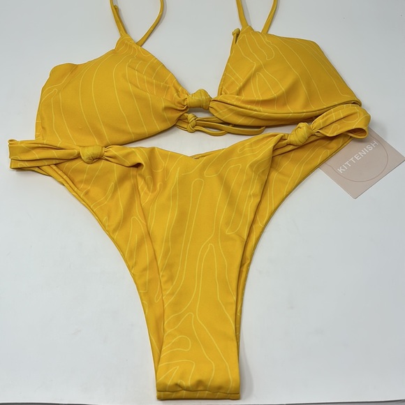 Kittenish Yellow Stay Wild Cheeky Bikini Swimsuit Size Large Brand New W/Tags - Picture 8 of 13